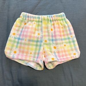 Iscream Girls Pastel Gingham Daisy Print Plush Fleece Pajama Shorts